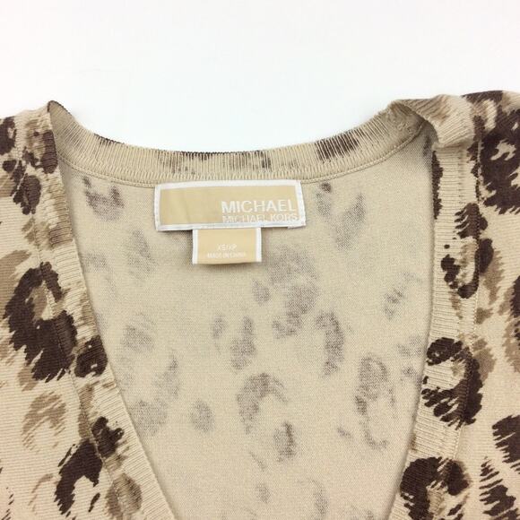 Michael Kors | Silk Leopard Short Sleeve Sweater - Picture 2 of 3